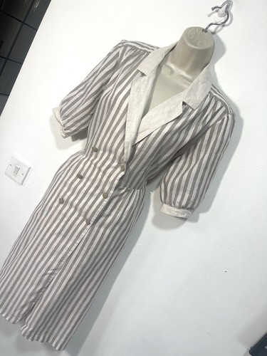 Beige white striped - , dress